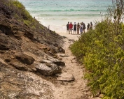 Group in a beach of Galapagos