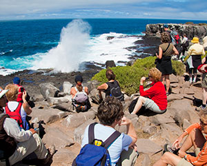 tour group viewing the ocean in galapagos