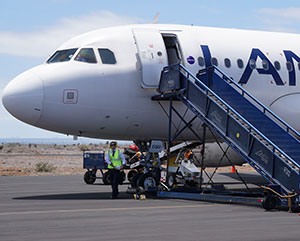 latam airplane with stairs