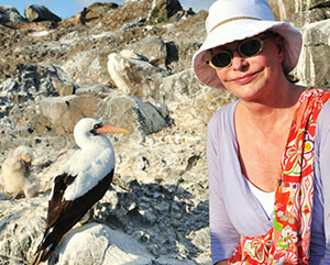 nazca booby bird and lady